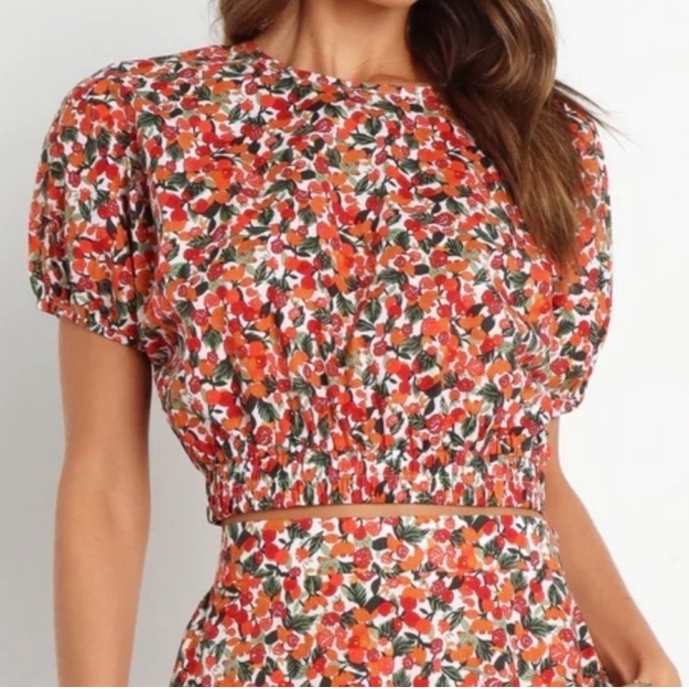 MVN The Label Fruit Print Crop Top